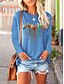 cheap Tees &amp; T Shirts-Women&#039;s Casual T shirt Tee Cat Long Sleeve Cat Animal Round Neck Print Hawaiian Tops Loose Green Black Blue S
