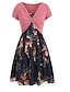 cheap Plus Size Casual Dresses-Women&#039;s Plus Size A Line Dress Floral Square Neck Print Short Sleeve Spring Summer Work Short Mini Dress Daily Back to School Dress
