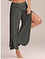 cheap Women&#039;s Bottoms-Women&#039;s Basic Casual / Sporty Layered Split Ruffle Culottes Wide Leg Chinos Pants Stretchy Casual Daily Letter Mid Waist Loose White Black Wine Army Green Dark Gray S M L XL XXL / Yoga / Elasticity