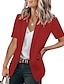 cheap Women&#039;s Blazer&amp;Suits-Women&#039;s Blazer Formal Office Work Summer Spring Regular Coat Regular Fit Breathable Simple Classic Style Modern Style Jacket Short Sleeves Solid Color Pure Color Slim Fit Black White Red