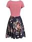 cheap Plus Size Casual Dresses-Women&#039;s Plus Size Two Piece Dress Floral Square Neck Print Short Sleeve Spring Summer Work Short Mini Dress Daily Back to School Dress