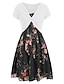 cheap Plus Size Casual Dresses-Women&#039;s Plus Size A Line Dress Floral Square Neck Print Short Sleeve Spring Summer Work Short Mini Dress Daily Back to School Dress