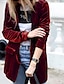 cheap Women&#039;s Blazer&amp;Suits-Women&#039;s Casual Blazer Velvet Casual Jacket Fall Party Suit Lapel Collar with Pockets Winter Regular Coat Streetwear Chic &amp; Modern Elegant Jacket Long Sleeve Solid Color Black