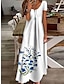 Χαμηλού Κόστους Print Φορέματα-Γυναικεία Καθημερινό φόρεμα Φόρεμα ριχτό Μακρύ Φόρεμα Μάξι Φόρεμα Λευκό Θαλασσί Πράσινο του τριφυλλιού Κοντομάνικο Φλοράλ Στάμπα Άνοιξη Καλοκαίρι Στρογγυλή Ψηλή Λαιμόκοψη Βασικό