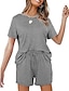 cheap Women&#039;s Loungewear-Women&#039;s Loungewear Nighty Sets 2 Pieces Pure Color Simple Comfort Home Street Cotton Crew Neck Short Sleeve T shirt Tee Shorts Summer Spring Home Outfits