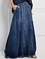 cheap Maxi Skirts-Women&#039;s Denim Skirt Maxi Blue Gray Skirts Pocket Fashion Office / Career Casual Daily S M L