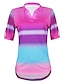 cheap Women&#039;s Blouses &amp; Shirts-Women&#039;s Blouse Color Gradient Daily Weekend Blouse Shirt 3/4 Length Sleeve Print V Neck Casual Streetwear Fuchsia S / 3D Print