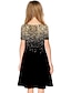preiswerte 3D Shining Vision Kleid-Mädchen' 3D Graphic Kleid Kurzarm 3D-Druck Sommer Frühling Urlaub Täglich Festtage Kuschelig Brautkleider schlicht Süß kinderkleidung 3-12 Jahre A Linie Kleid Übers Knie Regular Fit