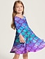 olcso lány 3D-s ruhák-Girls &#039; 3D Sellő Ruha Hosszú ujj 3D nyomtatás Tavasz Ősz Napi Szabadság Vakáció aranyos stílus Alkalmi Édes Gyerekek 3-10 év Swing ruha A vonalú ruha Térd feletti Poliészter Normál