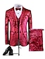 cheap Suits-Silver Red Royal Blue Men&#039;s Party Prom Suits Patterned 3 Piece Sparkle Tailored Fit Single Breasted Two-buttons 2024
