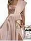 cheap Party Dresses-Women‘s A Line Dress Maxi long Dress Pink Sleeveless Solid Color Split Ruched Spring Summer Party One Shoulder Elegant Modern 2022 S M L XL 2XL 3XL