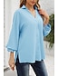 hesapli Kadın Bluzları ve Tişörtleri-Kadın&#039;s Bluz Gömlek Havuz Doğal Pembe YAKUT Düz Buton Uzun Kollu Günlük Hafta sonu Sokak Şıklığı Günlük Gömlek Yaka Normal S