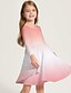 abordables Robe Vision Brillante 3D-Robe Fille Robe Trapèze Enfants Petit à imprimé arc-en-ciel Graphic du quotidien Vacances Imprimer Bleu Rose Claire Arc-en-ciel Polyester Au dessus du genou Manches Longues Casual Le style mignon Doux
