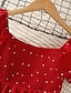 abordables Robes-Enfants Fille Robe Pois Manche Courte du quotidien Manche Gigot Princesse Doux Coton Mi-long Robe Trapèze Eté Printemps 4-12 ans Rouge