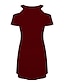 halpa Minimekot-Naisten Väljä mekko Musta mekko Minimekko Valkoinen Musta Harmaa Viini Lyhythihainen Puhdas väri Kylmä olkapää Kevät Kesä Tiukka pyöreä kaula-aukko Seksikäs Kypsä Löysä 2022 S M L XL XXL