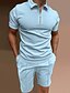 cheap Men&#039;s Casual T-shirts-Mens Twin Set Tracksuit 2 Piece Summer Short Sleeve T-Shirt and Shorts Set Casual Sweat Suit Sports Outfit Tops (Small, U Khaki)