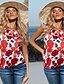 cheap Women&#039;s T-shirts-Women&#039;s T shirt Tee Blue white red Floral Ruffle Sleeveless Casual Going out One-Shoulder Sexy Beach One Shoulder Regular S / Halter Neck