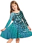 cheap Girl&#039;s 3D Dresses-Kids Girls&#039; Gradient Sequins Dress Daily Holiday Vacation Print Above Knee Long Sleeve Casual Cute Sweet Dresses Fall Spring Regular Fit 3-10 Years