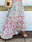 cheap Maxi Dresses-Women&#039;s A Line Dress Maxi long Dress Pink Short Sleeve Floral Ruched Print Spring Summer V Neck Casual Modern 2022 S M L XL XXL 3XL