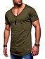 cheap Men&#039;s Casual T-shirts-Men&#039;s T shirt Tee V Neck Blue Green White Black V Neck Short Sleeve Solid Color Clothing Clothes Casual Muscle