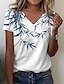 economico T-Shirt da donna-Per donna maglietta Piume Informale Fine settimana Stampa Bianco Manica corta Essenziale A V
