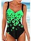 cheap One-piece swimsuits-Women&#039;s Swimwear One Piece Monokini Bathing Suits Normal Swimsuit Floral Floral Print Navy Blue Blue Fuchsia Green Padded Strap Bathing Suits Sports Vacation Beach Wear