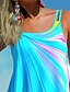 cheap Tankinis-Women&#039;s Swimwear Tankini 2 Piece Normal Swimsuit Color Block Floral Blue Padded Strap Bathing Suits Sports Vacation Beach Wear
