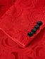 baratos Blazer e Jaqueta-Festa de casamento masculino rosa floral jacquard blazer jaqueta sob medida ajuste regular plantas impressão preto branco vermelho escuro marinho 2024
