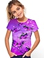 olcso lány 3D-s pólók-Lány 3D Állat Pillangó Póló Rövid ujjú 3D nyomtatás Nyár Tavasz Aktív Divat aranyos stílus Poliészter Gyerekek 3-12 év Szabadtéri Napi Normál