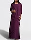 cheap Mother of Bride Dresses with Jacket-Two Piece A-Line Mother of the Bride Dress Wedding Guest Elegant Jewel Neck Floor Length Chiffon Sleeveless Wrap Included with Cascading Ruffles Solid Color 2024