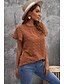 hesapli Kadın Bluzları ve Tişörtleri-Kadın&#039;s Bluz Gömlek Havuz Doğal Pembe Kahverengi Düz Kısa Kollu Günlük Hafta sonu Sokak Şıklığı Günlük Yuvarlak Yaka Normal S