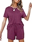 cheap Women&#039;s Loungewear-Women&#039;s Loungewear Nighty Sets 2 Pieces Pure Color Simple Comfort Home Street Cotton Crew Neck Short Sleeve T shirt Tee Shorts Summer Spring Home Outfits