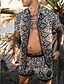 billige Skjortesett for menn-Herre Skjortesett Hawaii skjorte Aloha skjorte Leopard Blomstret Aftæpning Svart 3D-utskrift utendørs Avslappet Kortermet 3D-utskrift Knapp ned Klær Mote Fritid Hawaiisk Bekvem