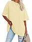 ieftine Tricouri Damă-îmbrăcăminte pentru femei tricouri de bază supradimensionate cu gât rotund, uni, culoare nouă, mâneci largi pe umăr, top cu mânecă scurtă cu gât rotund