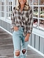 abordables Tops básicos de mujer-Mujer Camisa Blusa Plaid Botón Bolsillo Estampado Casual Moda Manga Larga Cuello Camisero Naranja Primavera &amp; Otoño