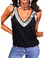 cheap Tank Tops &amp; Camis-Women&#039;s Tank Top Camis Plain Sparkly Sequins Party Holiday Weekend Streetwear Metallic Casual Sleeveless V Neck Black