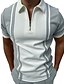 cheap Classic Polo-Men&#039;s Golf Shirt Striped Turndown Casual Daily Street Zipper Print Short Sleeve Tops Fashion Comfortable Sports Gray Navy Blue Summer Shirts Holiday Vacation Bussiness