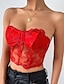 cheap Corsets-Corset Women&#039;s Corset Tops Prom Party &amp; Evening Club Black White Red Sexy Underbust Corset Buckle Tummy Control Lace Summer Spring