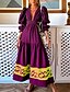 cheap Maxi Dresses-Women&#039;s A Line Dress Swing Dress Maxi long Dress Green Purple Navy Blue Long Sleeve Floral Print Fall Winter Deep V Elegant Loose 2022 S M L XL