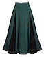 cheap Plain Skirts-Women&#039;s Skirt Swing Long Skirt Midi Skirts Lace Patchwork Skull Vacation Casual Daily Winter Polyester Fashion Summer Black Purple Green