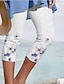 cheap Leggings-Women&#039;s Pants Trousers Leggings Capri shorts Black White Red Mid Waist Fashion coastal grandma style Leisure Sports Weekend Print Stretchy Calf-Length Comfort Flower / Floral S M L XL XXL