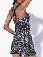 cheap Casual Dresses-Women&#039;s Sports Dress Slip Dress Short Mini Dress Blue Sleeveless Floral Backless Print Spring Summer U Neck Casual Slim 2022 XS S M L XL