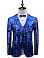 cheap Suits-Silver Red Royal Blue Men&#039;s Party Prom Suits Patterned 3 Piece Sparkle Tailored Fit Single Breasted Two-buttons 2024