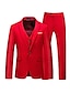 זול חליפות-לבן ורוד אדום מסיבת גברים ערב חזרה הביתה חליפות יום האהבה בצבע אחיד 3 חלקים בהתאמה אישית עם כפתור אחד עם חזה אחד 2024