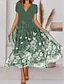 cheap Vintage Dresses-Women&#039;s A Line Dress Midi Dress Green Blue Short Sleeve Floral Print Spring Summer V Neck Elegant Casual Vintage 2022 S M L XL XXL 3XL