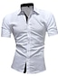 baratos Camisas masculinas de negócios-Homens Saia camisa de botão camisa de colarinho Azul marinho Preto vermelho Branco Manga Curta Tecido Colarinho Casamento Trabalho Roupa