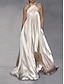 Χαμηλού Κόστους Πάρτι Φορέματα-γυναικείο φόρεμα για πάρτι λεκέ μάξι μακρύ φόρεμα λευκό μαύρο κίτρινο αμάνικο καθαρό χρώμα ρουσφέτι ανοιξιάτικο καλοκαιρινό καπίστρι λαιμόκοψη κομψό πάρτι 2022 s m l xl 2xl 3xl