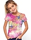 billige piges 3d t-shirts-Pige 3D Dyr Sommerfugl T-shirt Kortærmet 3D-udskrivning Sommer Forår Aktiv Mode Sød Stil Polyester Børn 3-12 år udendørs Daglig Regulær