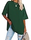 baratos T-Shirts de mulher-Roupas femininas básicas superdimensionadas camisetas gola redonda lisa nova cor manga de ombro solta gola redonda top manga curta