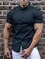 cheap Men&#039;s Casual Shirts-Men&#039;s Casual Shirt Solid Color Turndown Casual Daily Button-Down Short Sleeve Tops Lightweight Fashion Comfortable Big and Tall White Black Blue / Summer / Summer